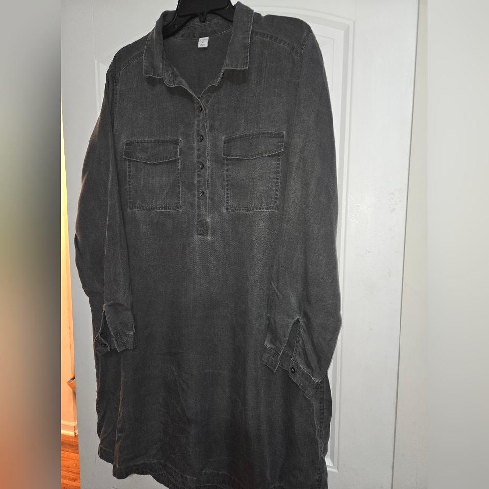 Old Navy Washed Black Long Shirt Dress